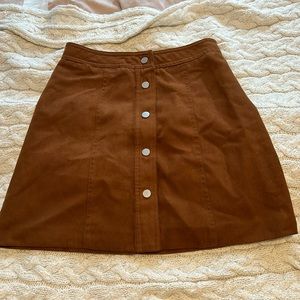 Brown button up mini skirt